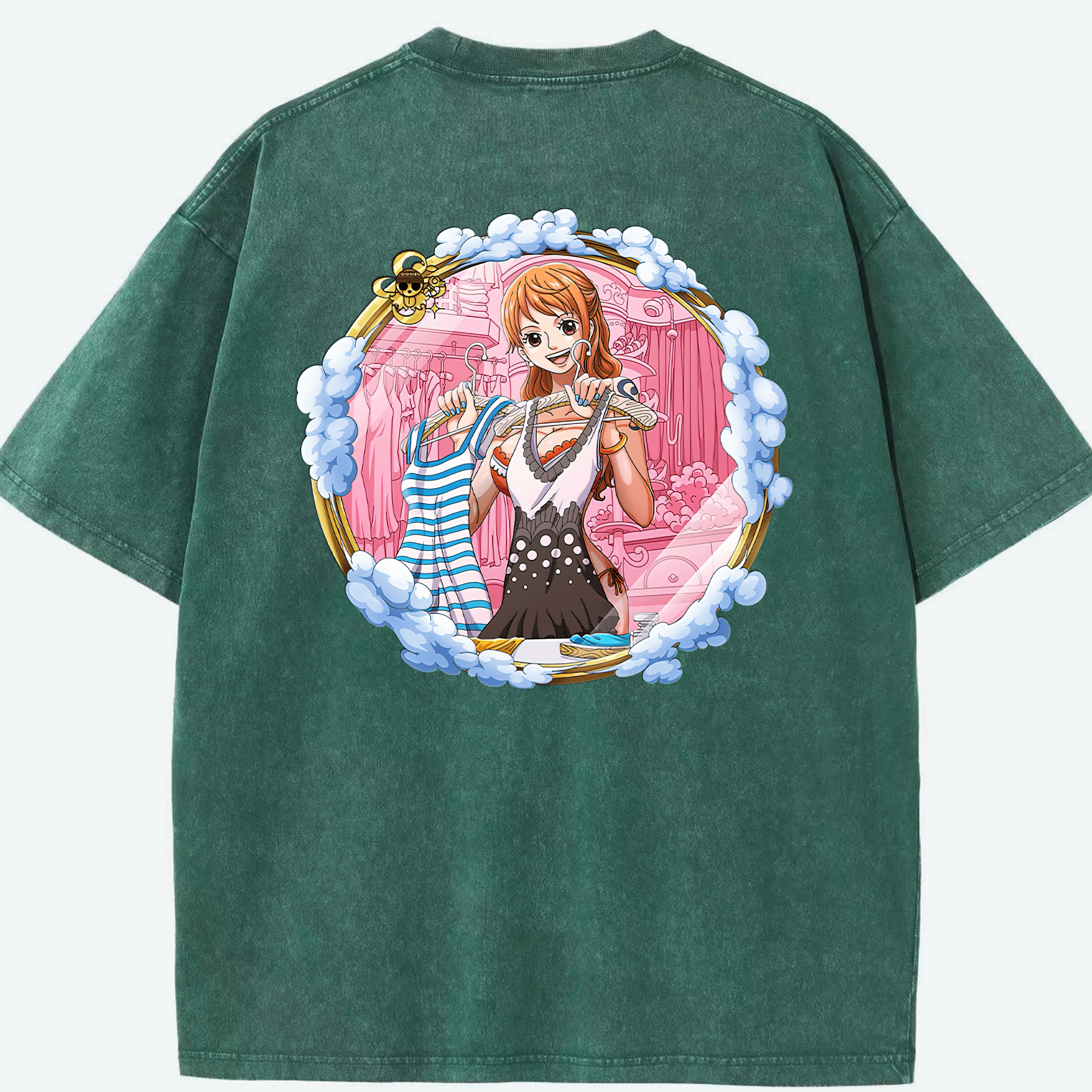 ワンピース ナミ ONE PIECE Nami 綿100% ヴィンテージ風 半袖Tシャツ（背面プリント）